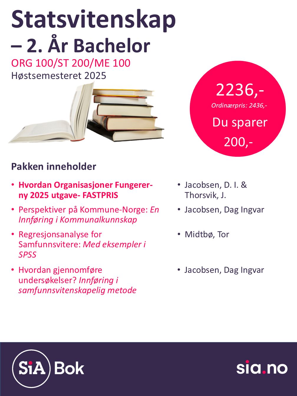Statsvitenskap, 3 semester, Bachelor (2 år)