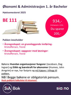 Økonomi og Administrasjon, 1 semester, Bachelor (1 år)