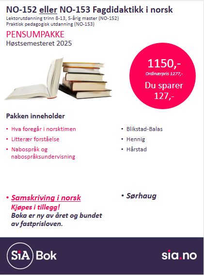 NO-152 eller NO-153 Fagdidaktikk i norsk