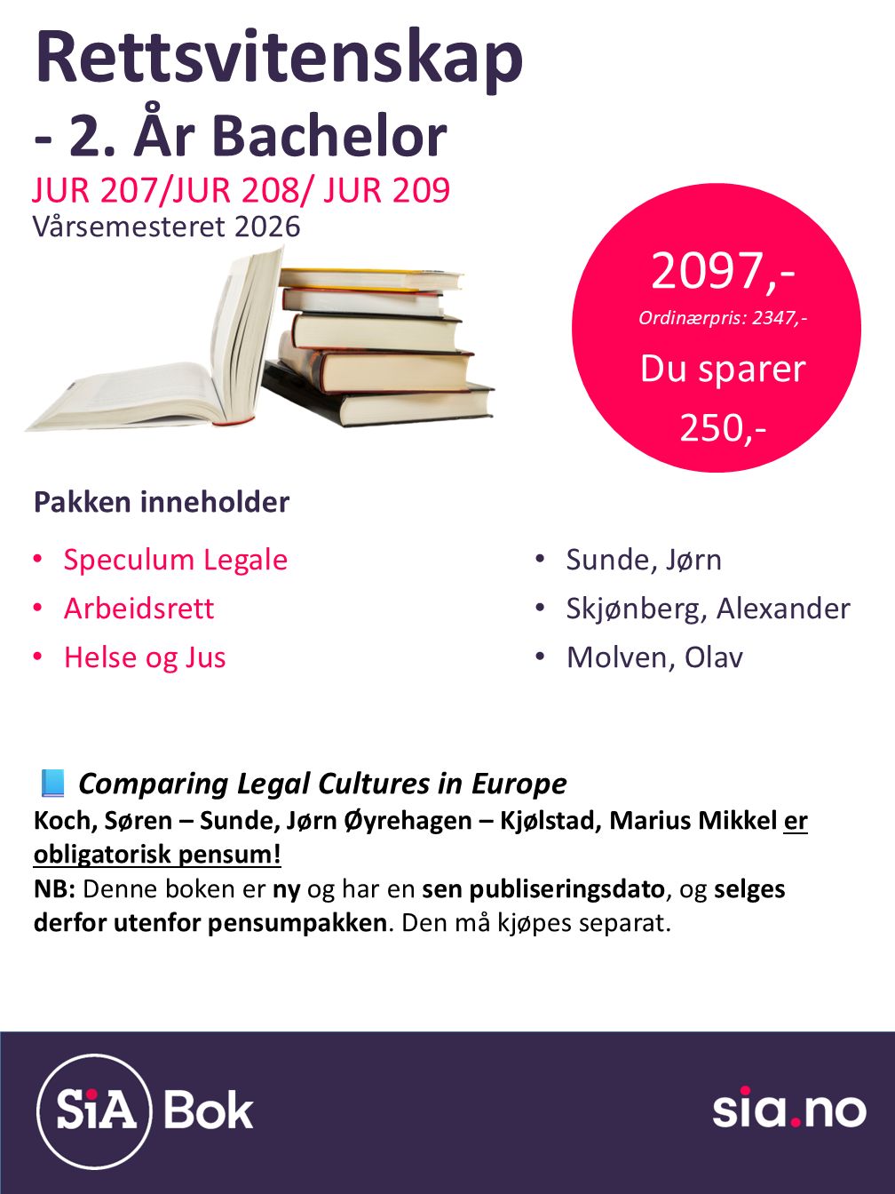 Rettsvitenskap, Bachelor, 4 semester (2 år)