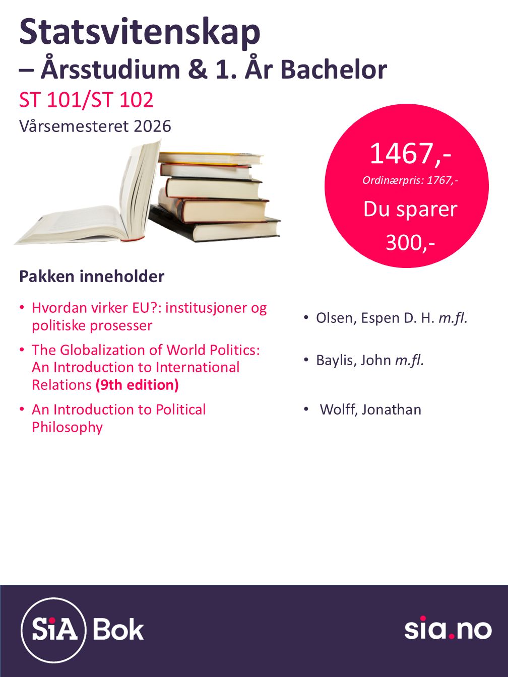 Statsvitenskap Bachelor+ Årsstudium (2 semester)