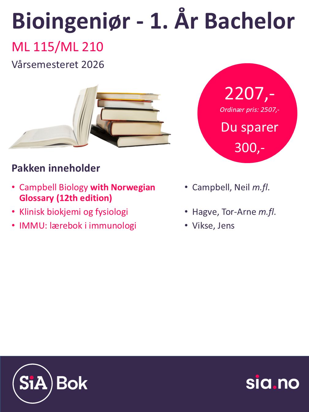 Bioingeniør, Bachelor, 1 år (2 semester)