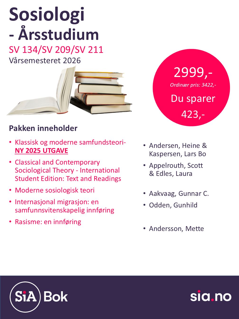 Sosiologi, Årsstudium (2 semester)