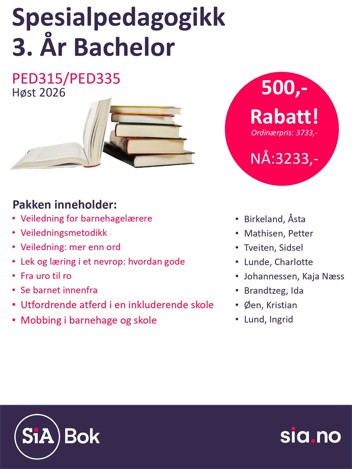 Spesialpedagogikk 3.år (5 semester)