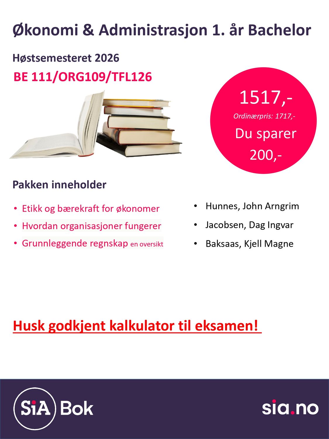 Økonomi og administrasjon 1.år bachelor (1 semester)