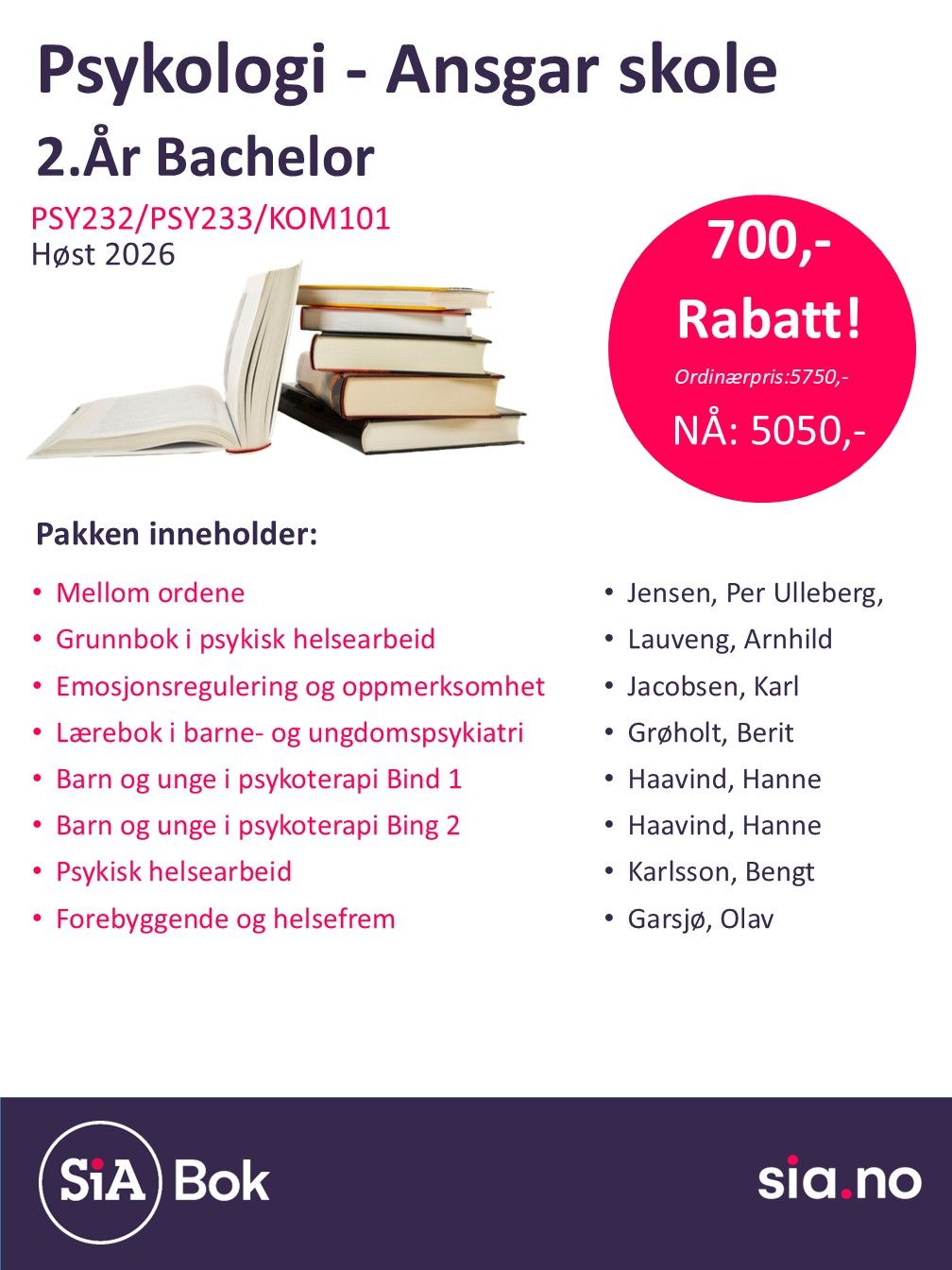 Psykologi 2.år bachelor (3.semester)