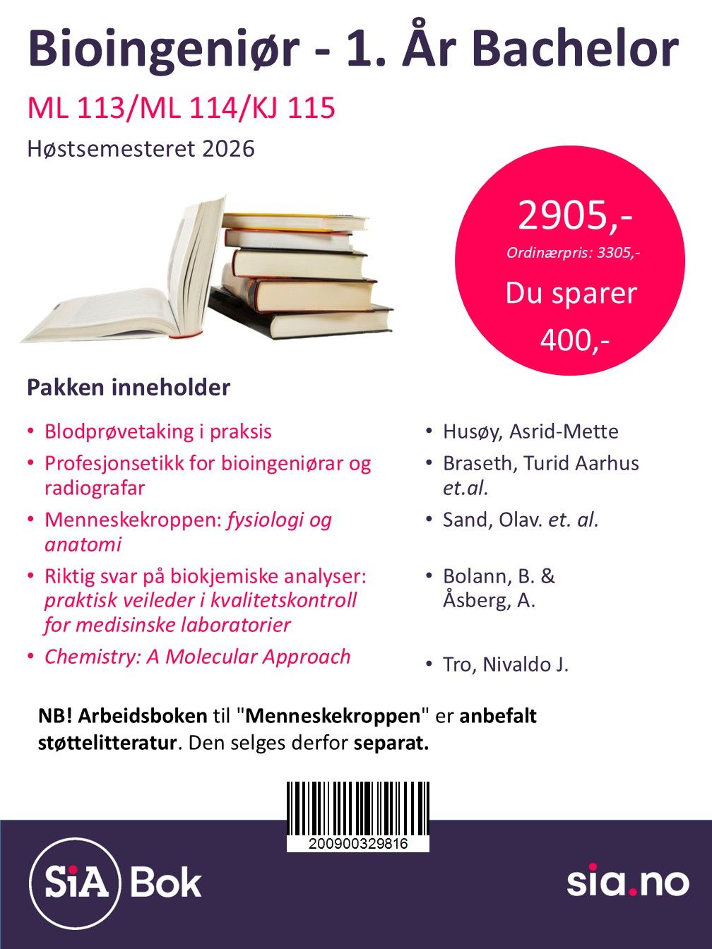 Bioingeniør, 1. År Bachelor