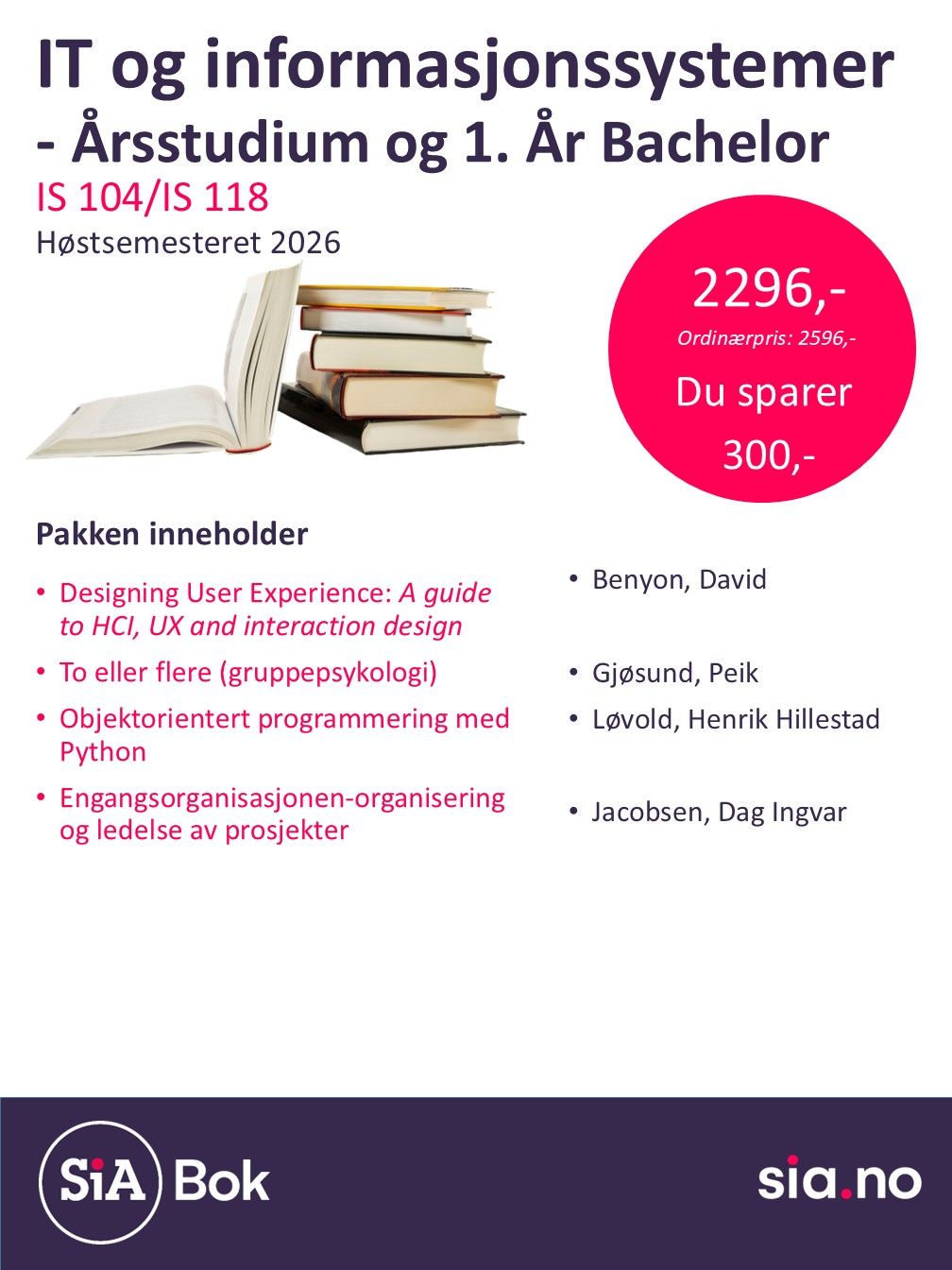 IT og informasjonssystemer Årsstudium eller 1.År bachelor (1.semester)