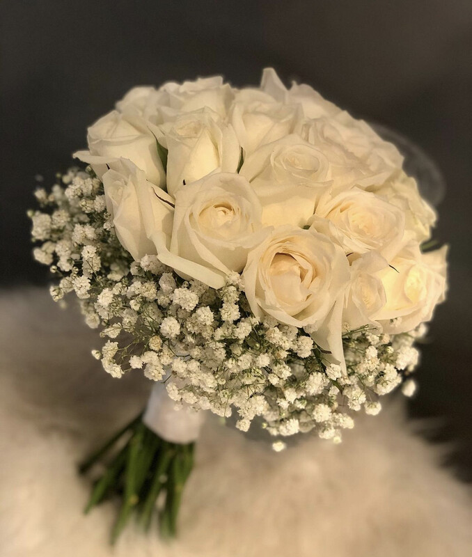 Real Roses White Bridal Bouquet