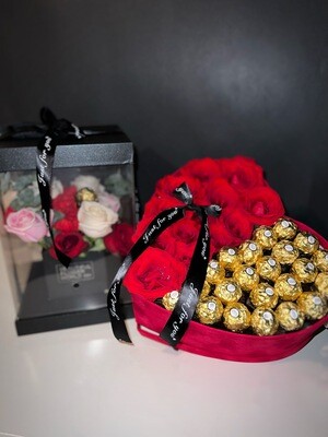 Valentines Roses And Chocolate Box