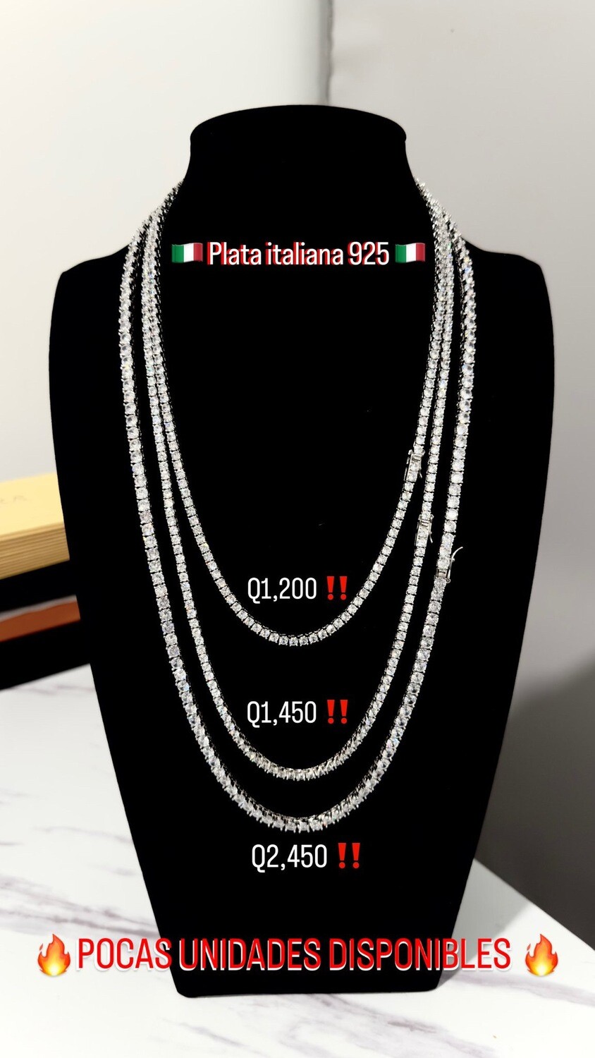 Cadena tenis de Plata italiana 925