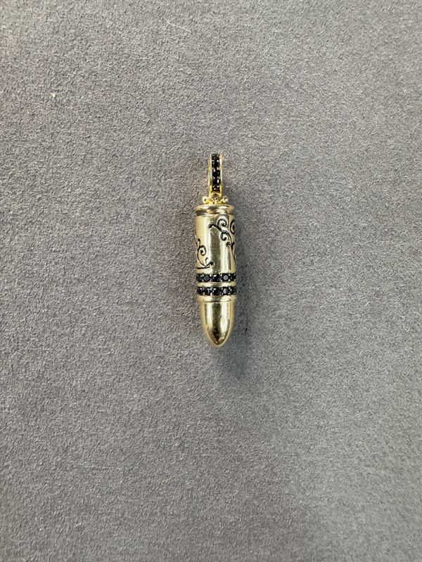 Dije Bala 9mm en Oro Italiano 10k – 3cm de Alto