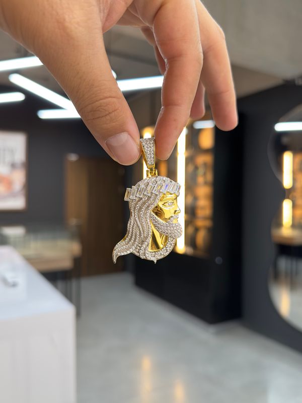 Dije Rostro de Jesús en Plata Italiana 925 con Baño de Oro 14k