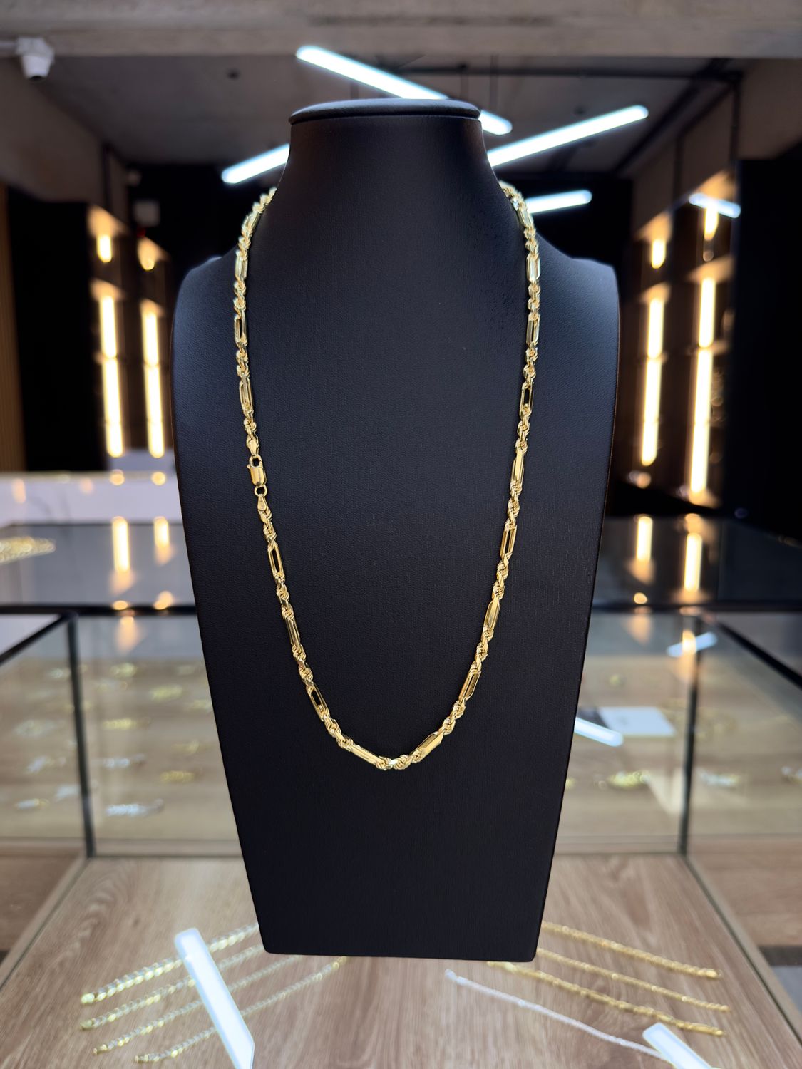 Cadena Lazo Milano 4mm x 55 cm de Plata italiana 925 con baño de oro 14k