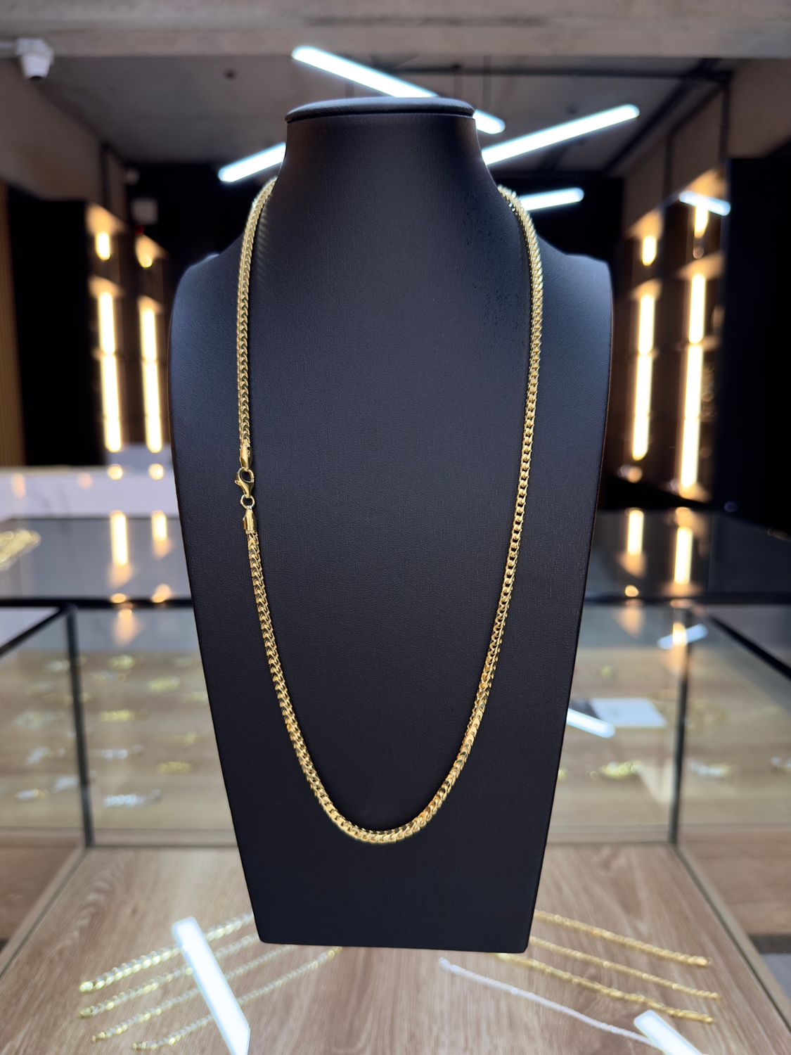 Cadena Franco Sólida en Plata 925 con Baño de Oro 14k – 3mm / 61cm