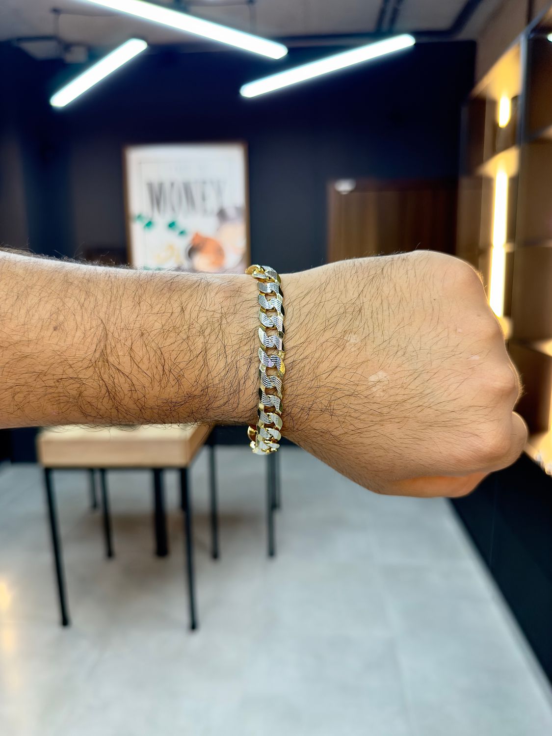 Pulso doble tono 10mm de Plata italiana 925 con Baño de Oro