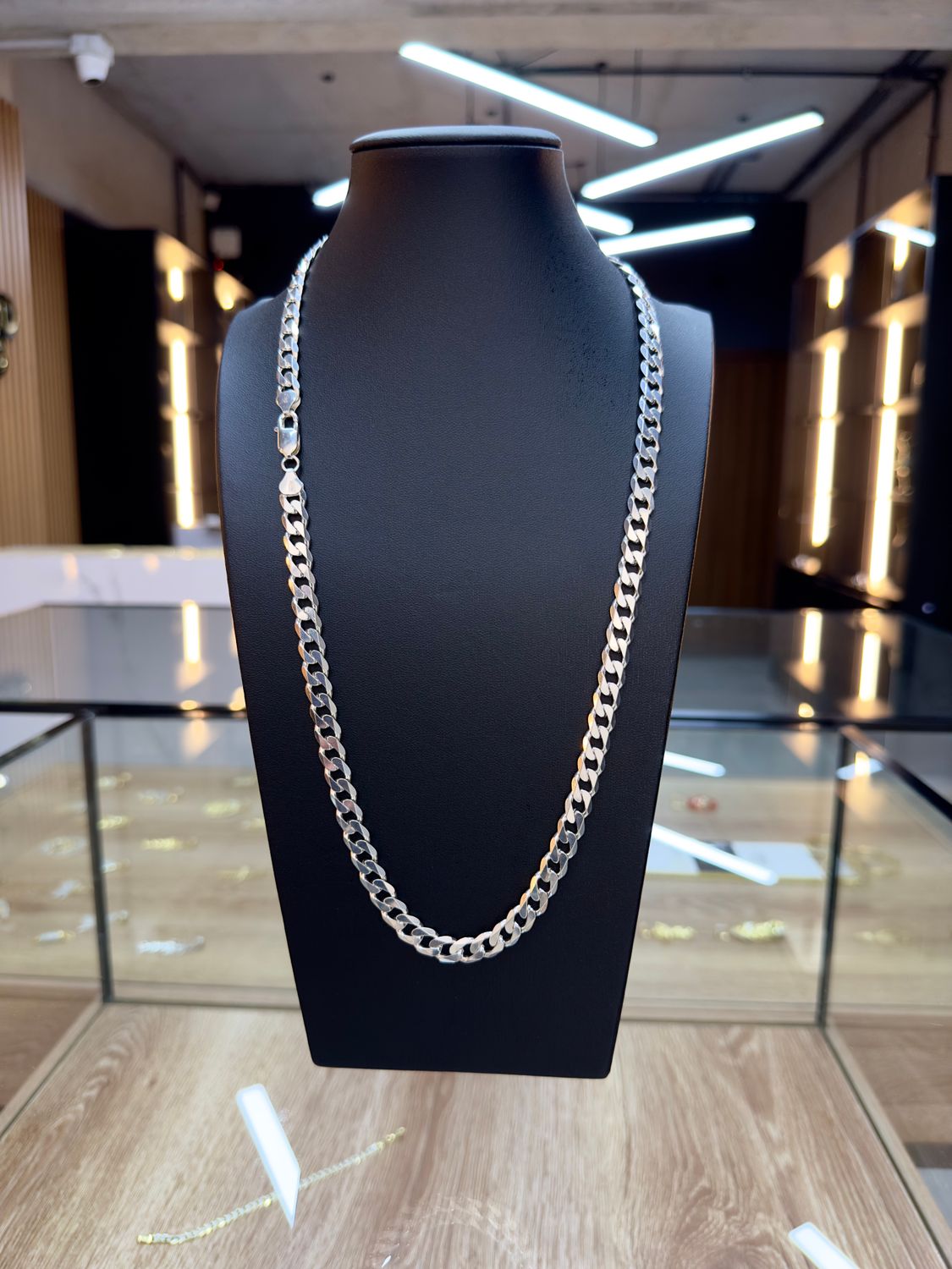 Cadena Cubana / Martillada de Plata italiana 925