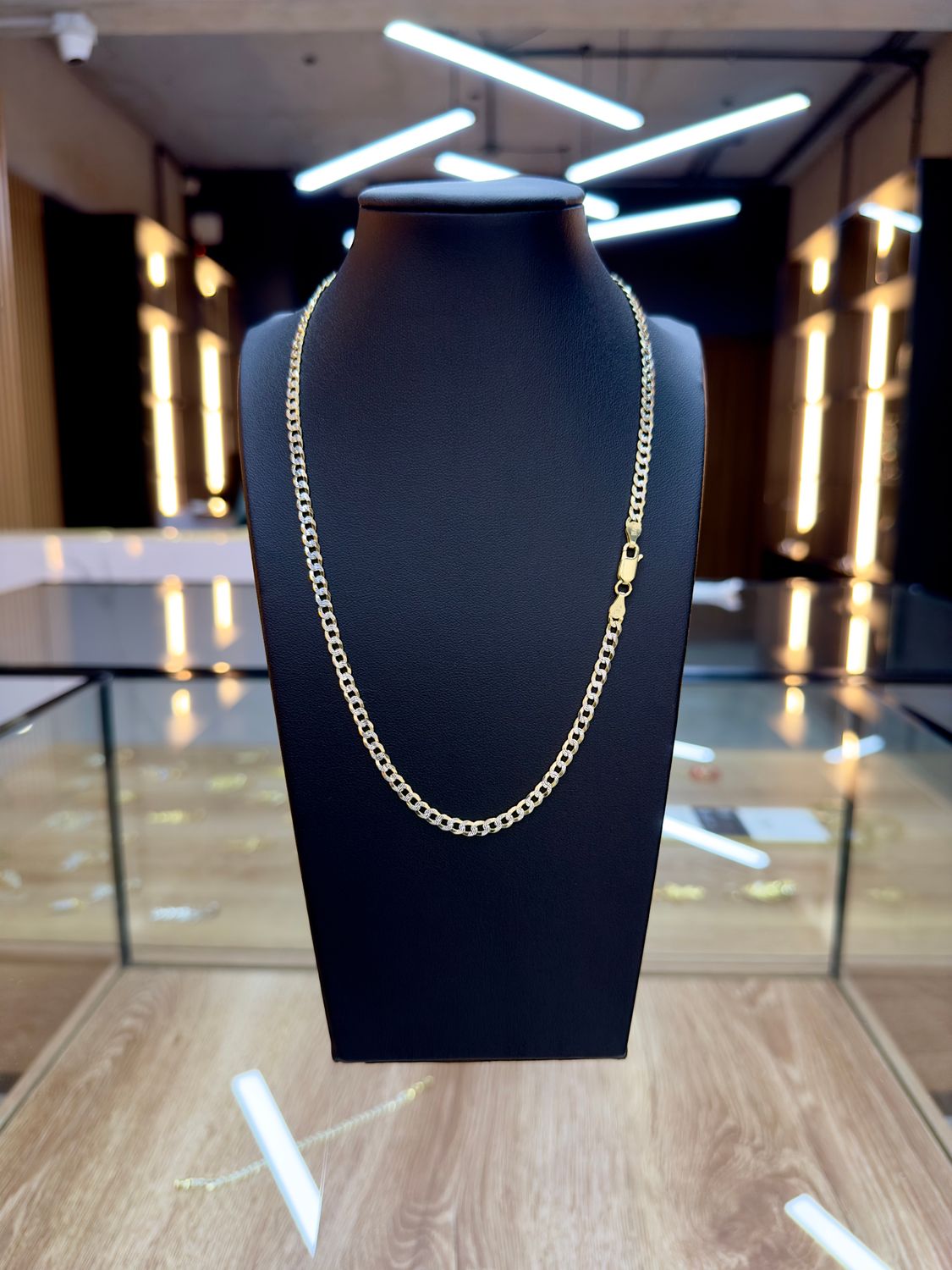 Cadena doble tono de 4 mm x 45m Plata con baño de oro 14k IDEAL DE DAMA