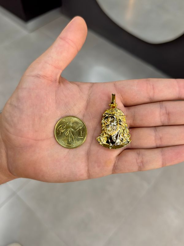 Dije Rostro de Jesús Full Dorado en Plata 925 con Baño de Oro 14k