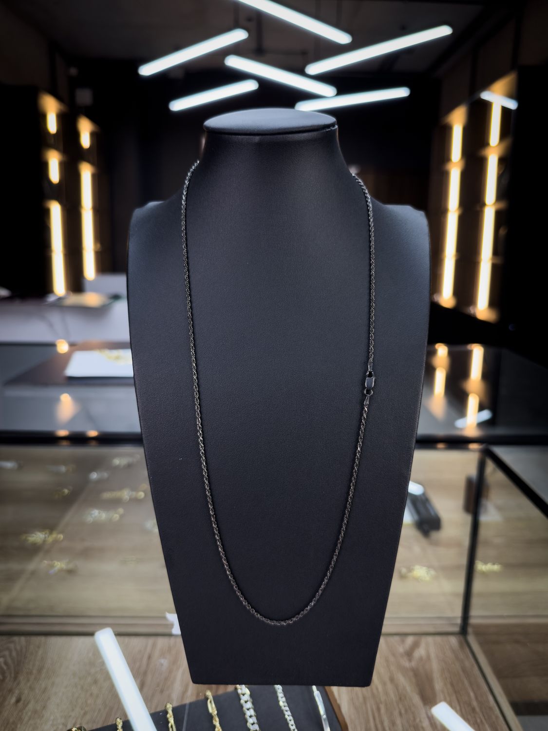Cadena Lazo Sólida en Plata 925 con Rodio Negro – 2mm / 61cm