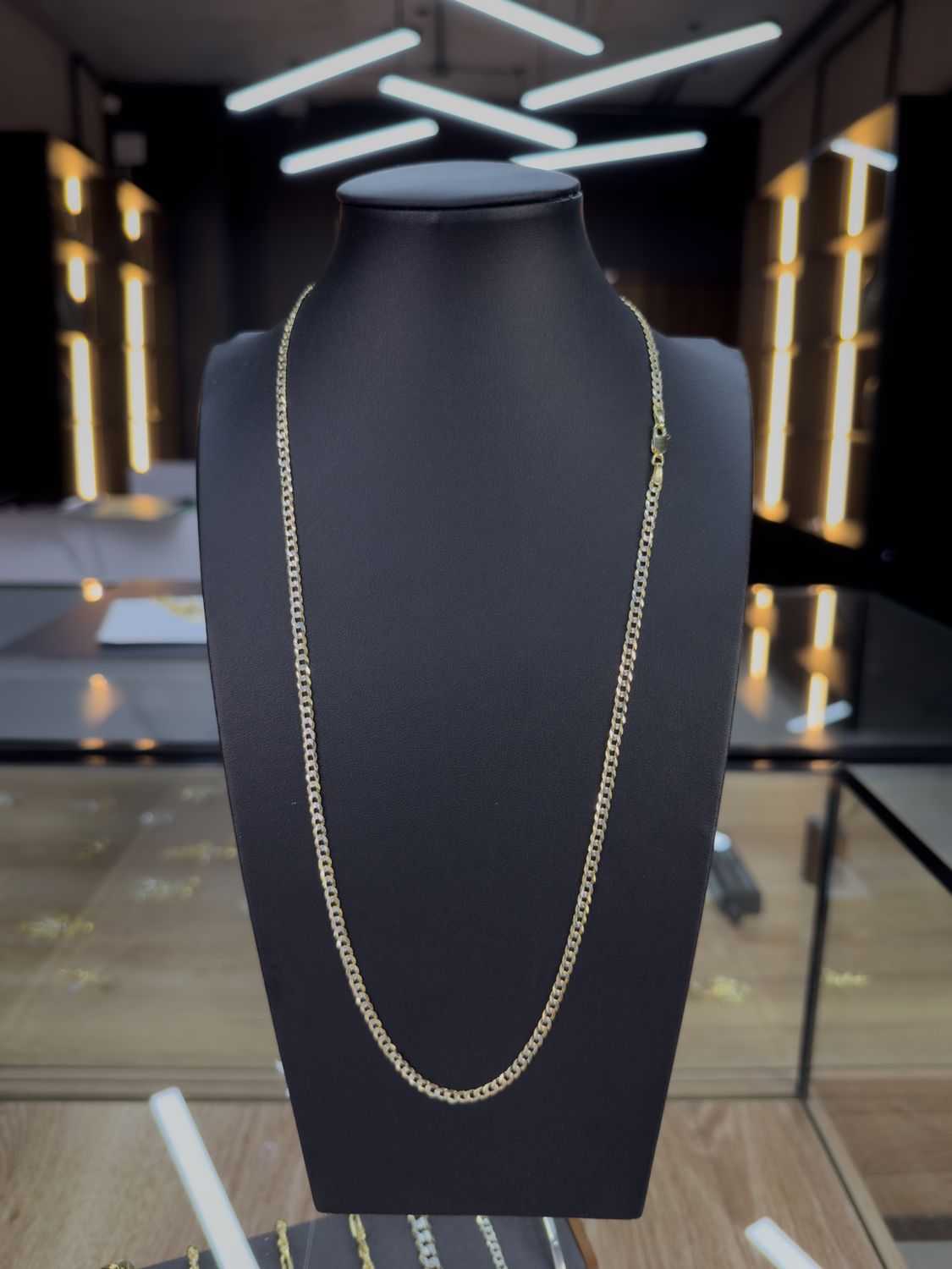 Cadena doble tono de 3mm x 61m Plata con baño de oro 14k