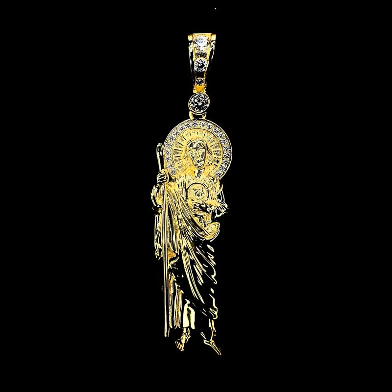 Dije San Judas Tadeo en Plata 925 con Baño de Oro 14k