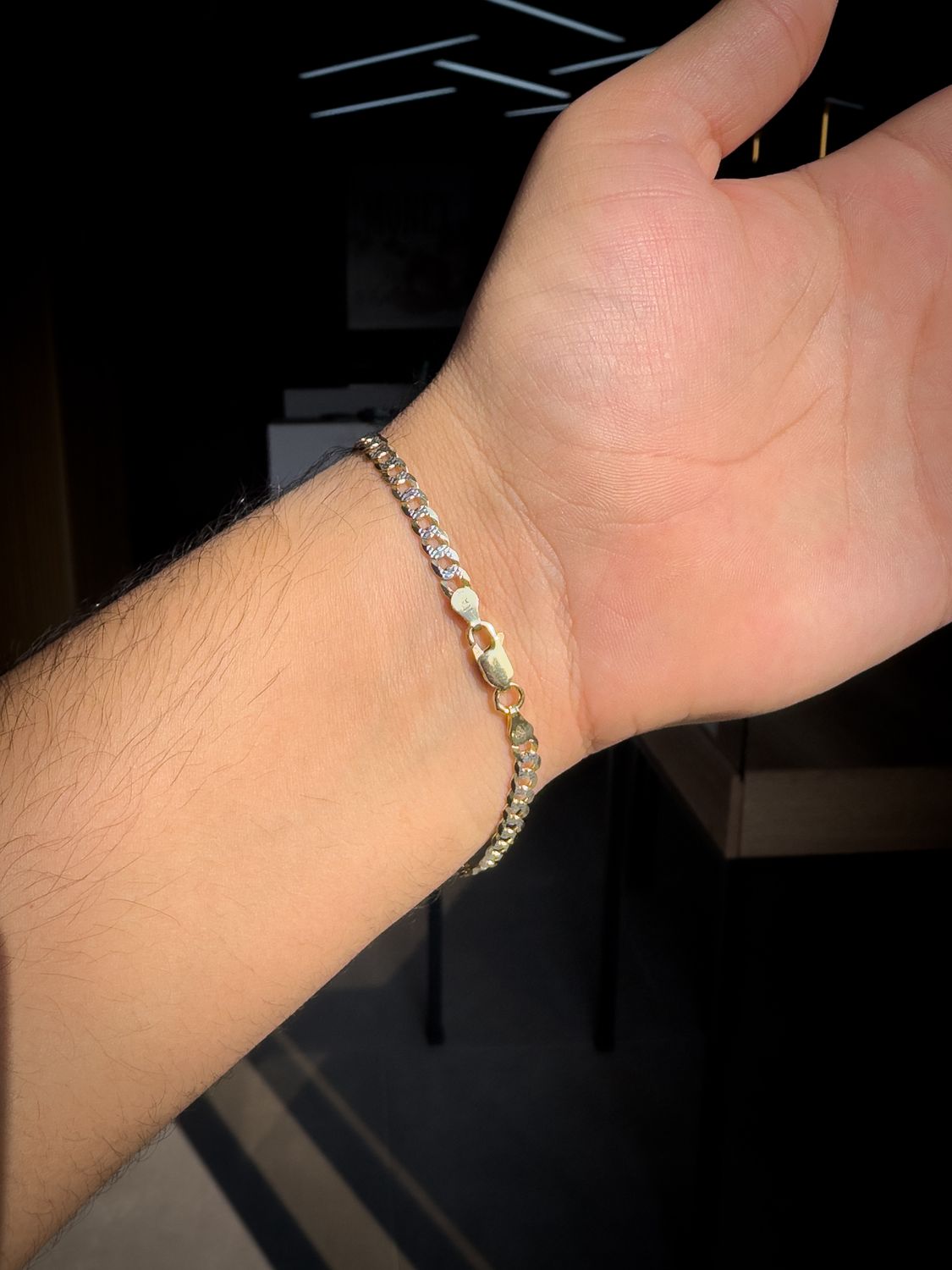 Pulso doble tono 4mm de Plata italiana 925 con Baño de Oro
