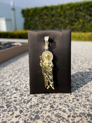 Dije San Judas Tadeo en Plata 925 con Baño de Oro 14k