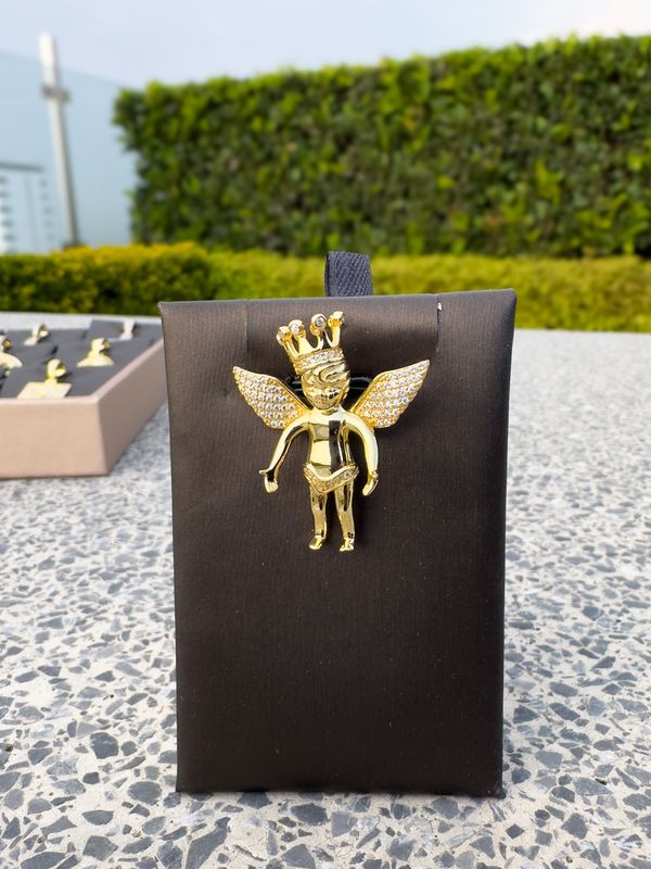 Dije Ángel con Corona en Plata Italiana 925 con Baño de Oro 14k