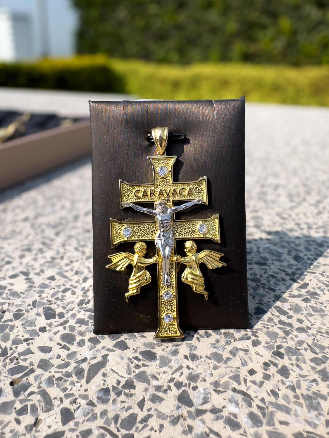 Dije Cruz de Caravaca en Plata 925 con Baño de Oro 14k