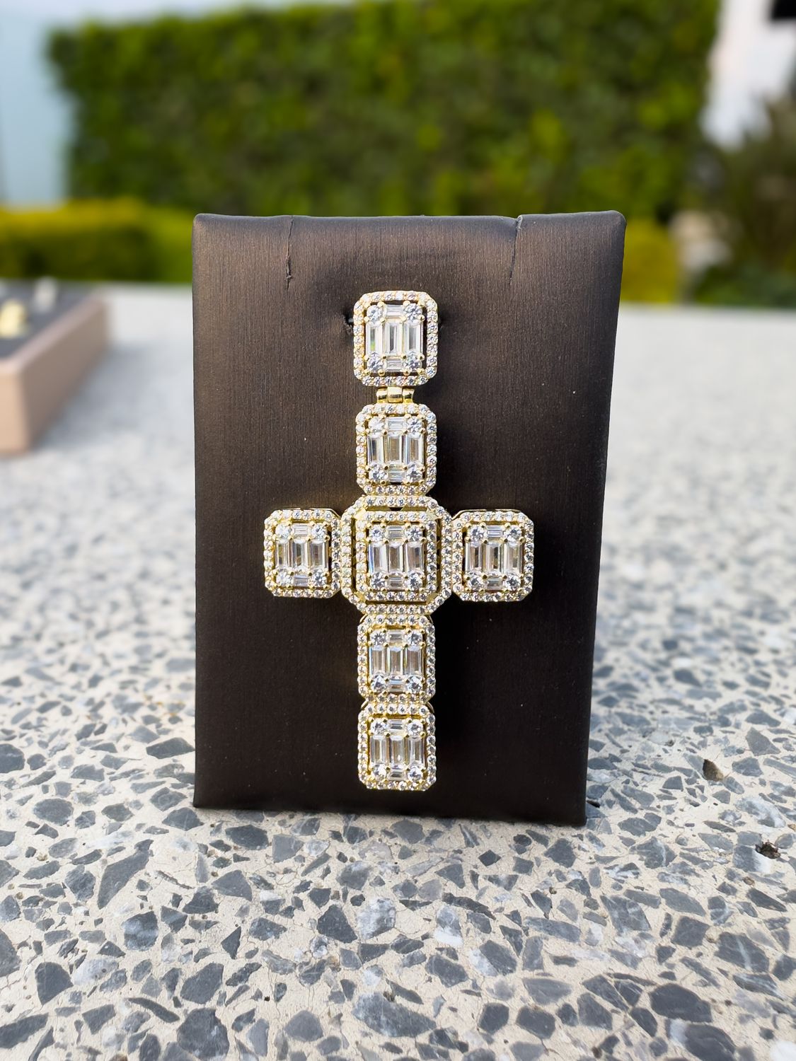 Cruz Baguette en Plata Italiana 925 con Baño de Oro 14k
