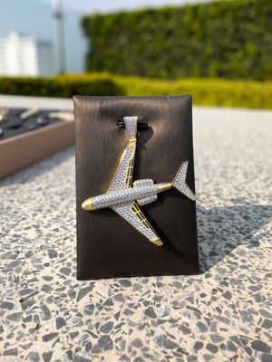 Dije de Avioneta en Plata 925 con Baño de Oro 14k