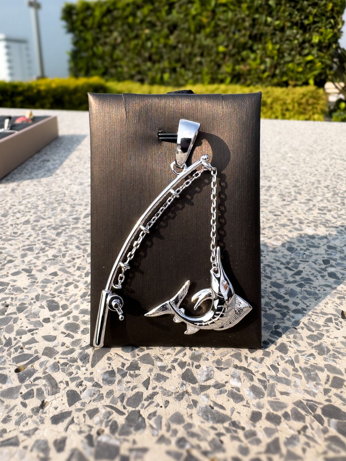 Dije Caña de Pescar con Pez Espada en Plata 925