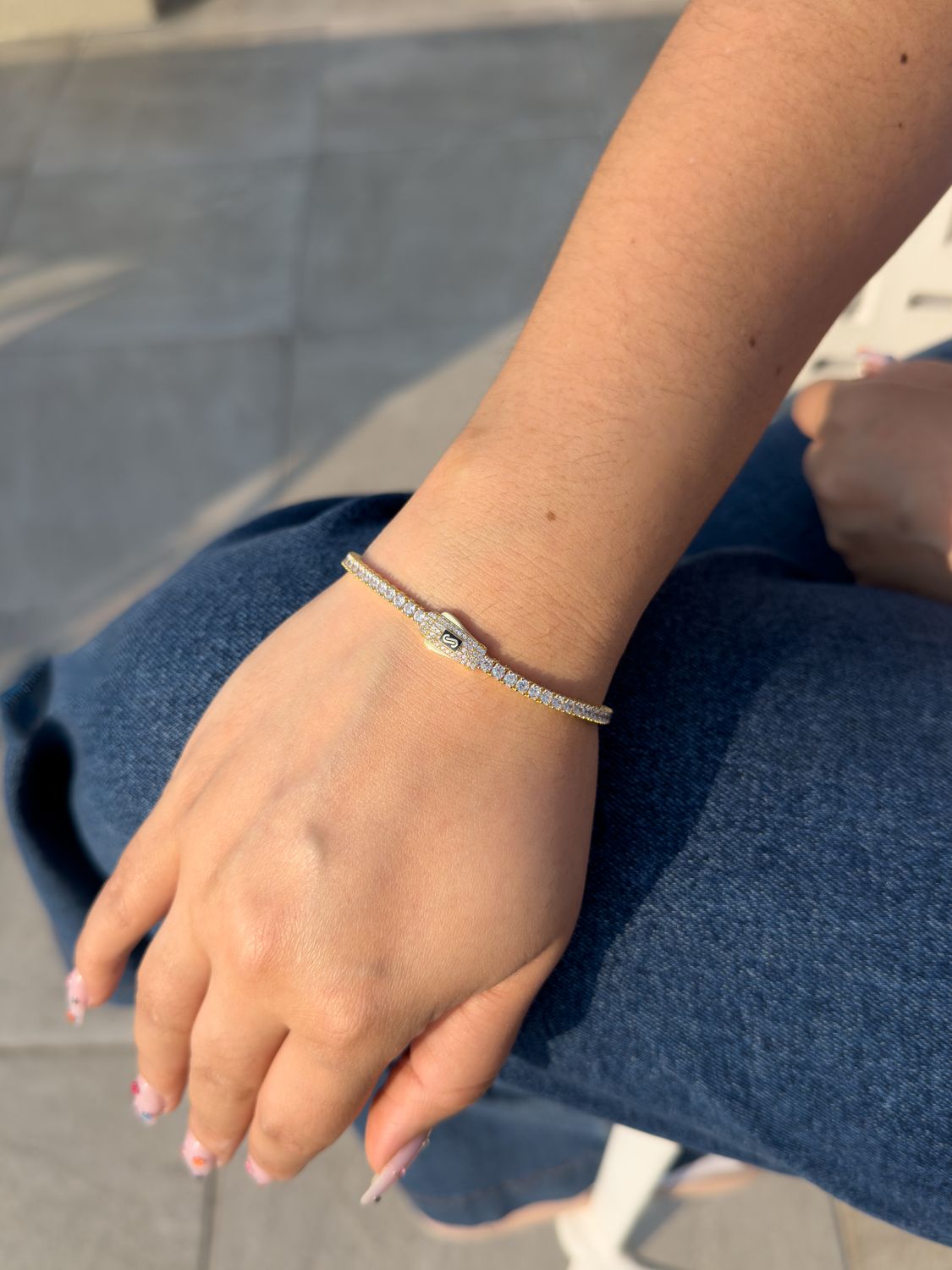 Pulsera Mónaco Agua en Oro 10k – 3mm / 18cm