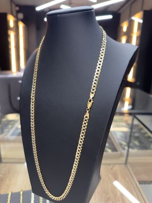 Cadena Cubana Martillada Sólida en Oro 10k – 6mm / 65cm
