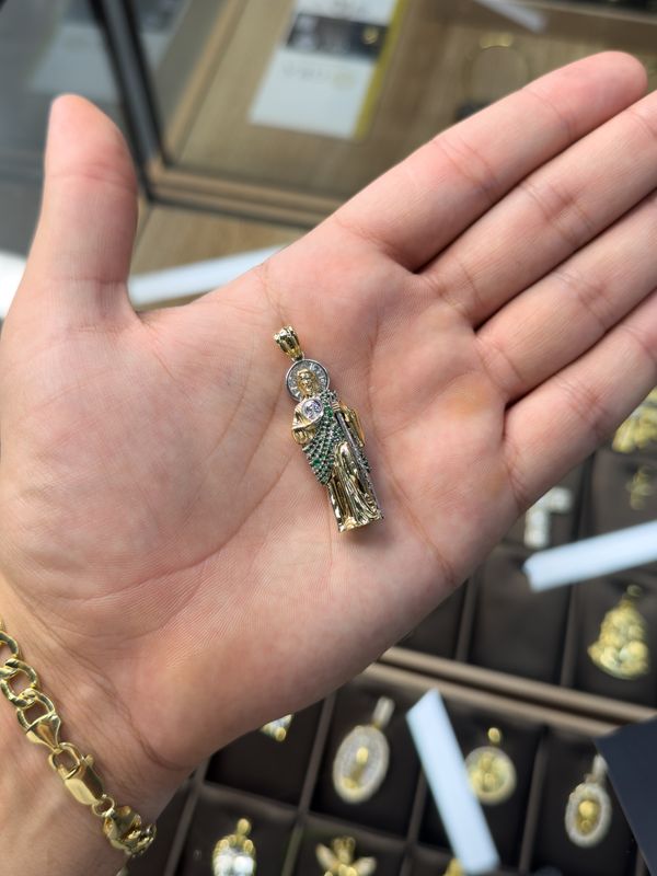 Dije de San Judas Tadeo en Oro Italiano 10k – 4.8cm de Alto