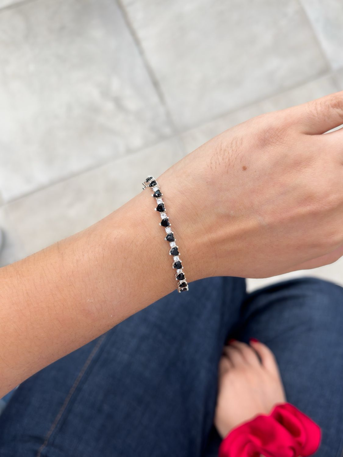 Pulsera Tennis Corazones Negros Plata 925 – 17-21cm