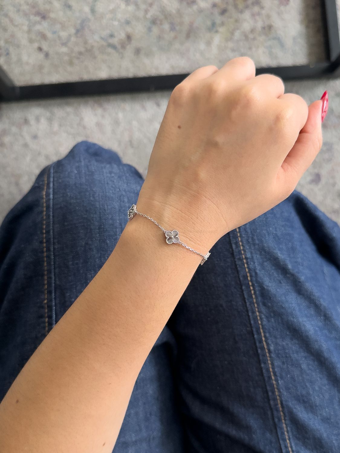 Pulsera Trébol Full Plata 9mm Estilo Van Cleef en Plata 925 – 18cm