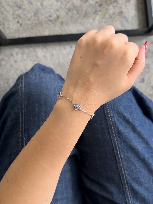 Pulsera Trébol Full Plata 9mm Estilo Van Cleef en Plata 925 – 18cm