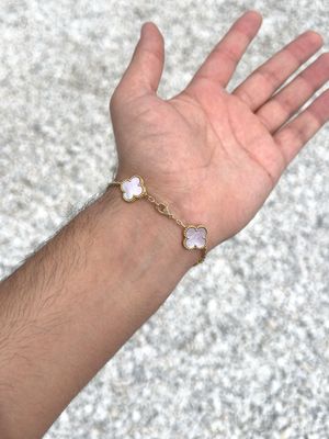 Pulsera Van Cleef con Trébol de Nácar (Madreperla) en Oro 18k – 15mm / 20cm