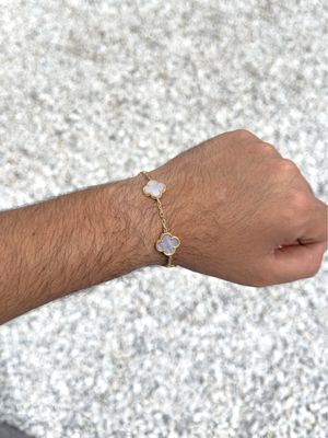Pulsera Van Cleef con Trébol de Nácar (Madreperla) en Oro 18k – 15mm / 20cm