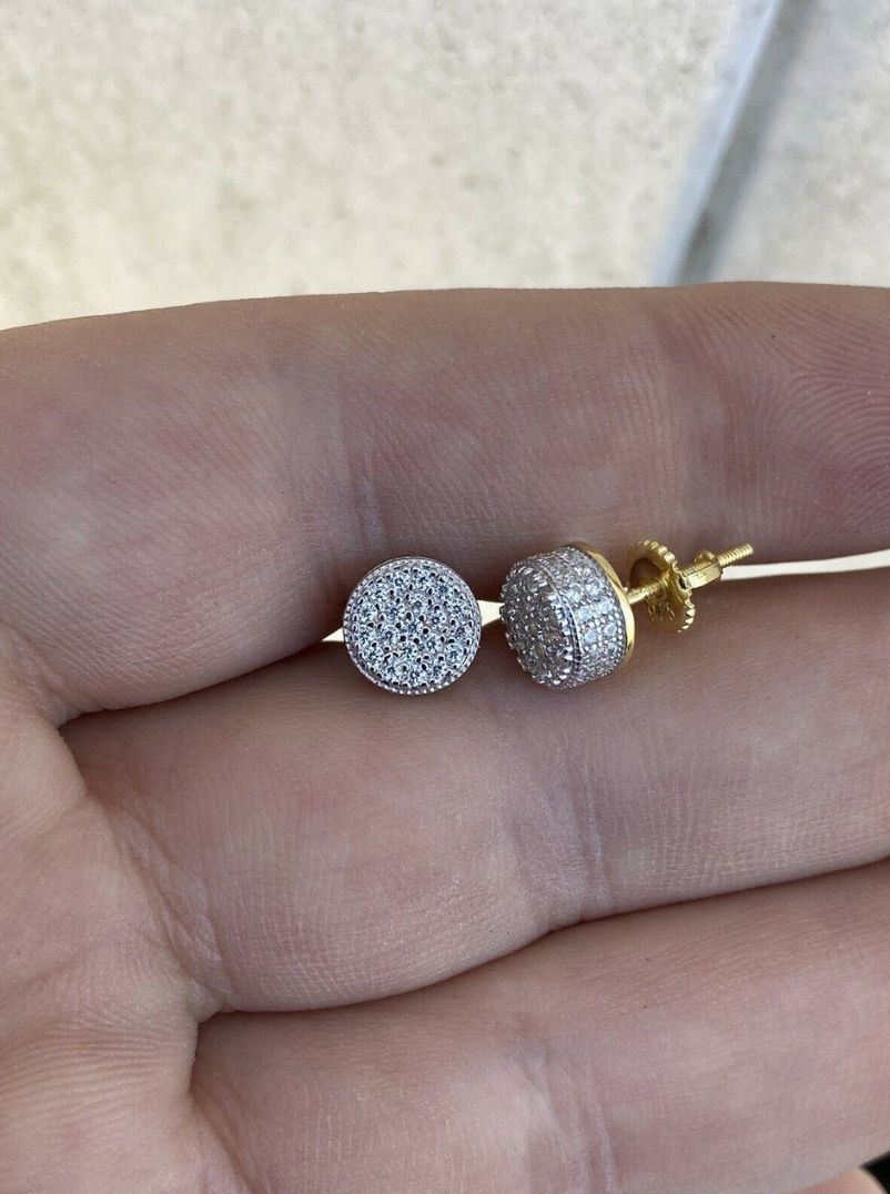 Aretes Stud 3D en Plata Italiana 925 con Baño en Oro 14k