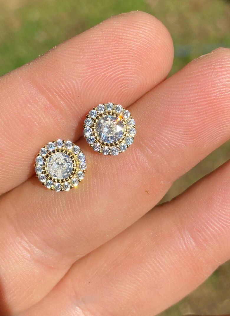 Aretes Stud Unisex en Plata Italiana 925 con Baño de Oro 14k