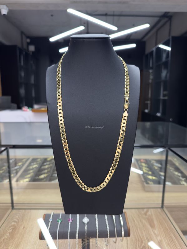 Cadena Cubana  en Plata 925 con Baño de Oro 14k – 8mm / 61cm