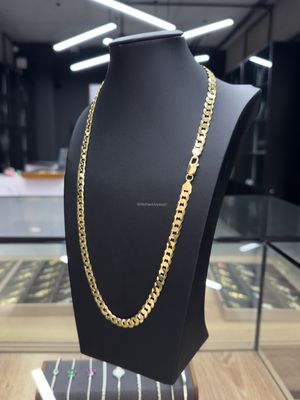 Cadena Cubana  en Plata 925 con Baño de Oro 14k – 8mm / 61cm