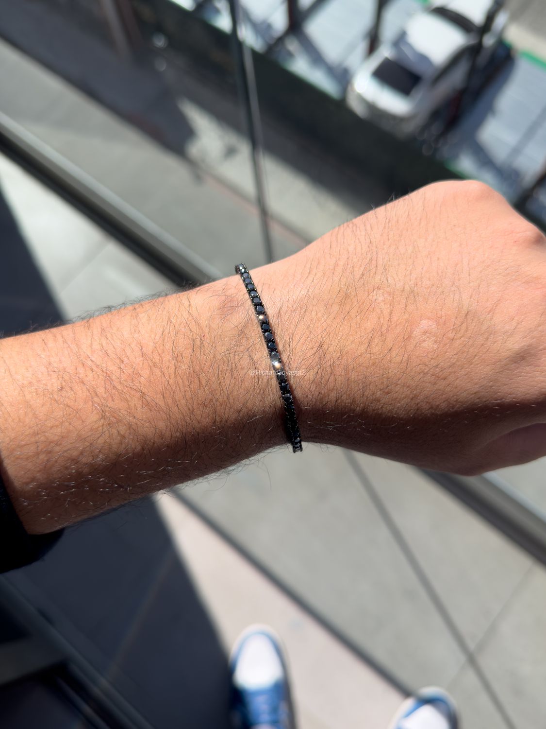 Pulsera Tennis en Moissanita Negra 3mm Plata Italiana 925 VVS