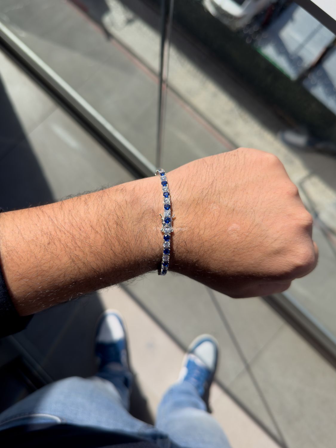 Pulsera Tennis 4mm de Plata 925 con Zirconias Azul y Blanco | Unisex