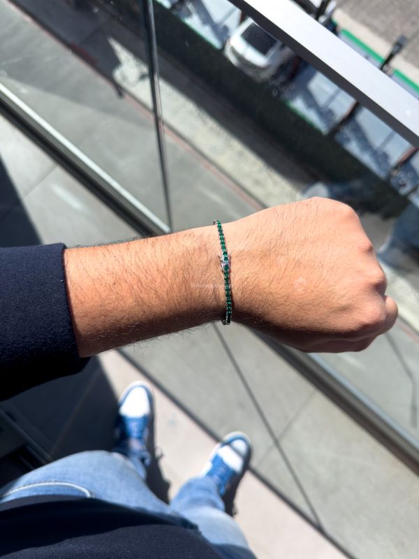 Pulsera Tennis 3mm de Plata 925 con Zirconias Color Esmeralda | Unisex