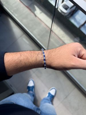 Pulsera Tennis 4mm de Plata 925 con Zirconias Azul y Blanco | Unisex