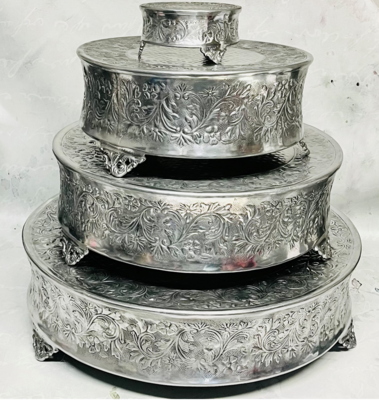 Round Aluminum Cake Stand Set - FOR RENT ONLY **see details in description prior to renting**